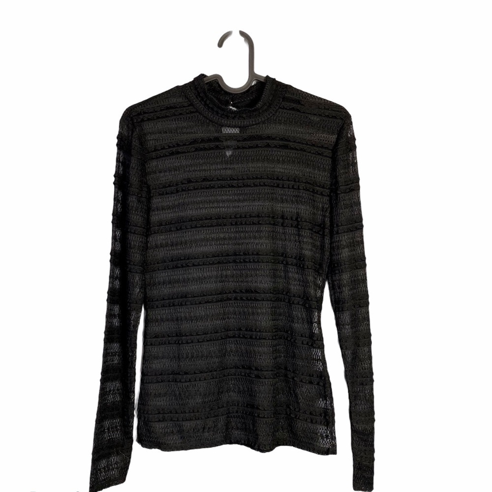 Bardot Chantilly Lace Mock Neck Long Sleeve Top S